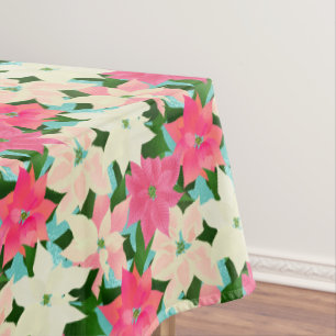 Pink Poinsettias Christmas Tablecloth