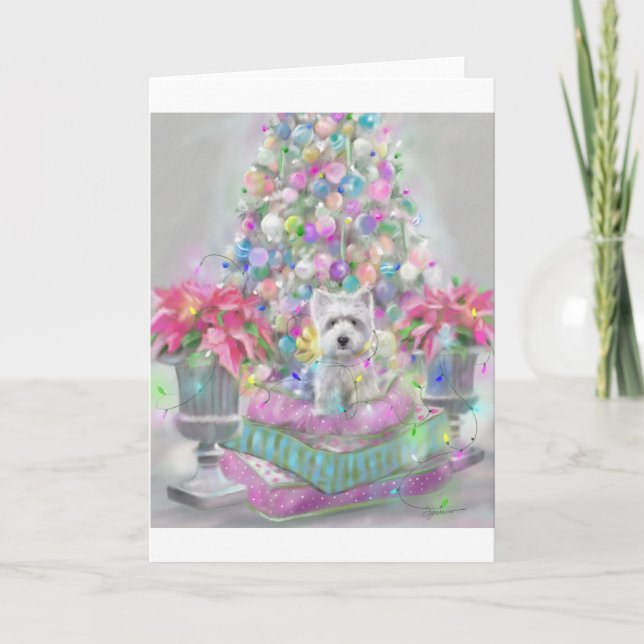 Pink Poinsettias Holiday Card (Front)