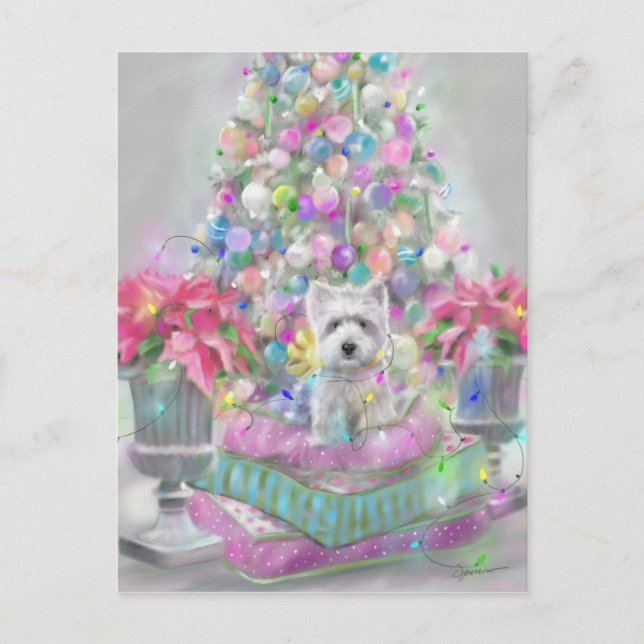 Pink Poinsettias Postcard (Front)