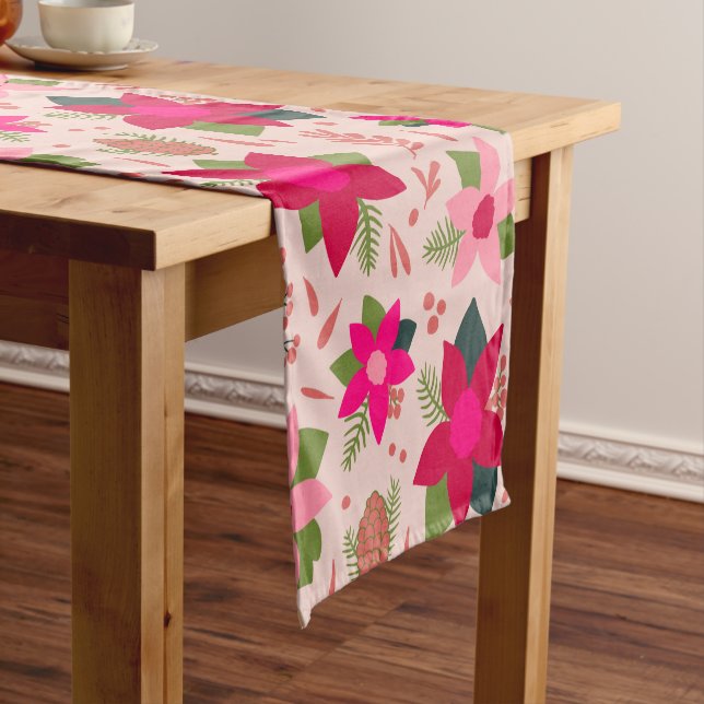 Pink Poinsettias Short Table Runner (In Situ)