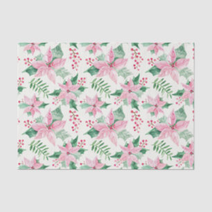 Pink Poinsettias Vintage Christmas Tissue Paper