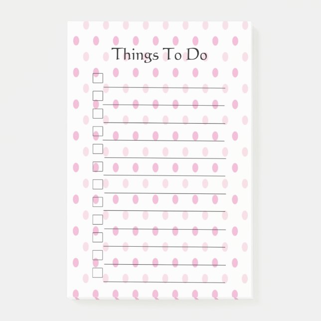 Pink Poka Dot Things To Do Post-it Notes (Front)
