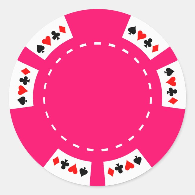 Pink Poker and Gaming Chip Classic Round Sticker (Front)