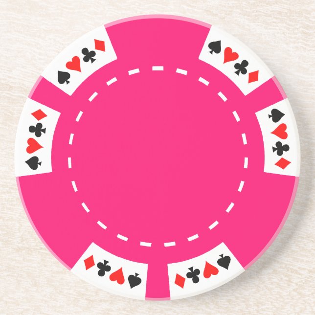 Pink Poker and Gaming Chip Coaster (Front)