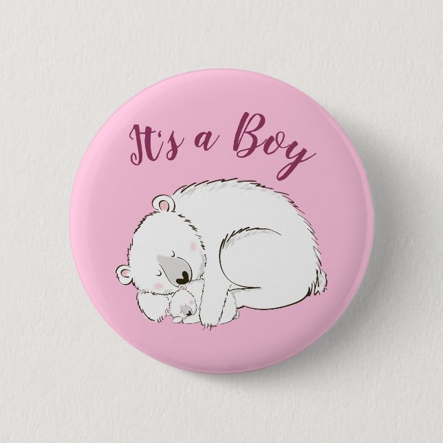 Pink Polar Bear 6 Cm Round Badge (Front)