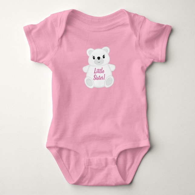 Pink Polar Bear Baby Shower Bodysuit (Front)