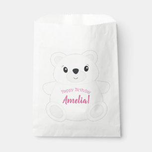 Pink Polar Bear Birthday Party Favour Bags