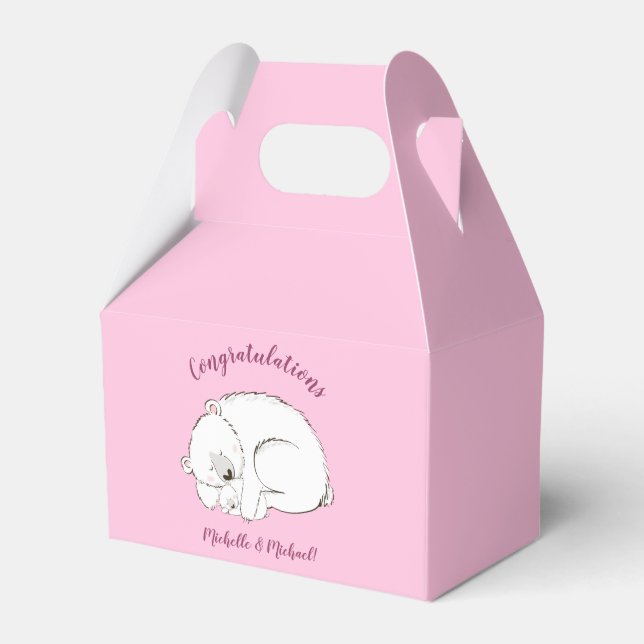 Pink Polar Bear Favour Box (Front Side)