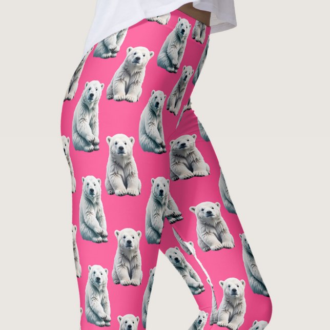 Pink Polar Bear Pattern Design  Leggings (Creator Uploaded)