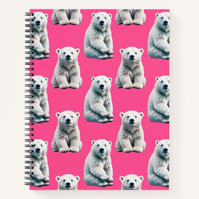 Pink Polar Bear Pattern Design  Notebook (Front)