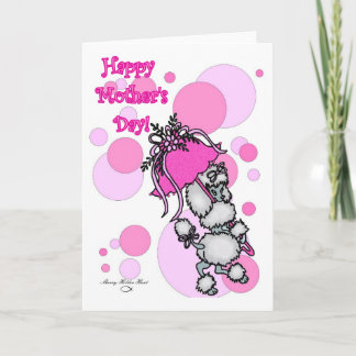 Pink Polk-a-dot Poodle Mother's Day Card