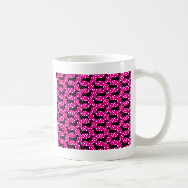 Pink Polka Dachshunds Coffee Mug (Right)