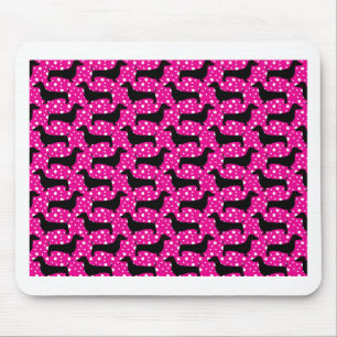 Pink Polka Dachshunds Mouse Mat