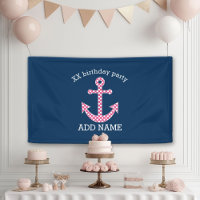Pink Polka Dot Anchor with Navy Custom Name