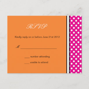 Pink Polka Dot and Tangerine Wedding RSVP