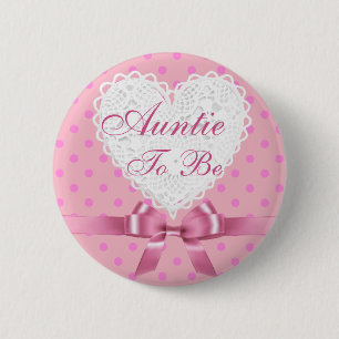 Pink Polka Dot Auntie to be Baby Shower Button