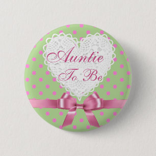 Pink Polka Dot Auntie to be Baby Shower Button
