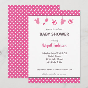 Pink Polka Dot Baby Girl Baby Shower Invitation