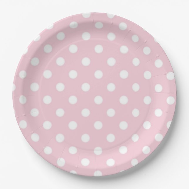 Pink Polka Dot Baby Girl Baby Shower Paper Plate (Front)