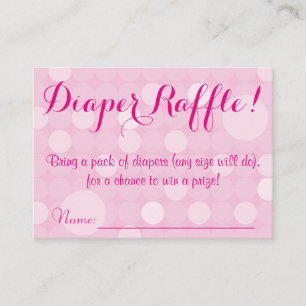 Pink Polka Dot Baby Shower Diaper Raffle Tickets Enclosure Card