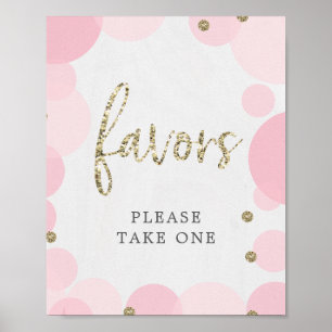 Pink Polka Dot Baby Shower Favours Sign
