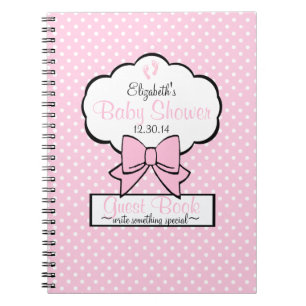Pink Polka Dot Baby Shower Guest Book- Notebook