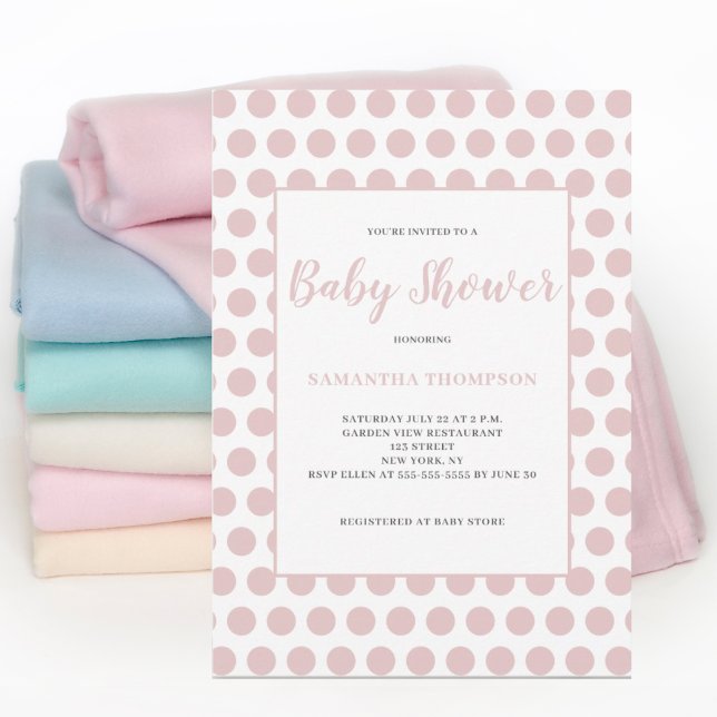 Pink Polka Dot Baby Shower Invitation (Creator Uploaded)