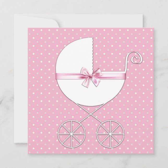 Pink Polka Dot Baby Shower Invitation (Front)
