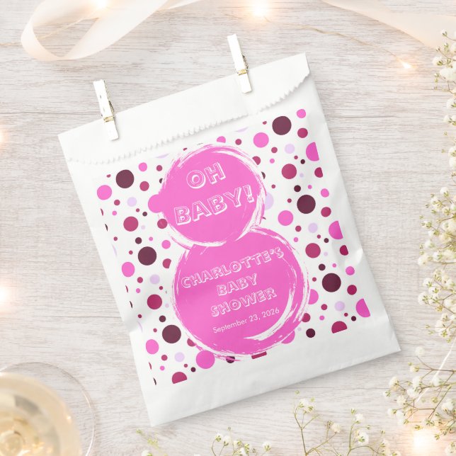 Pink polka dot baby shower Paper Favour Bags (Clipped)