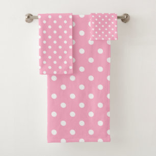 Pink Polka Dot Bath Towel Set