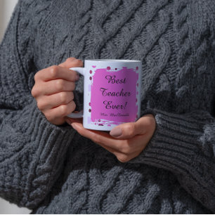 Pink Polka dot best teacher ever gift Coffee Mug