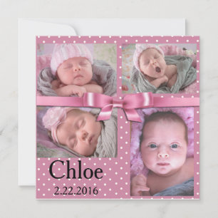 Pink Polka Dot Birthday Announcement