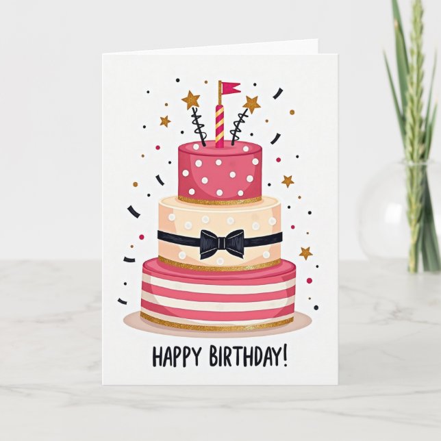 Pink Polka Dot Birthday Card (Front)
