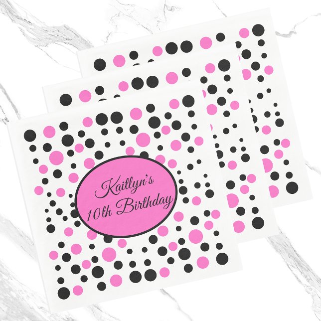 Pink Polka Dot Birthday Napkin (Creator Uploaded)