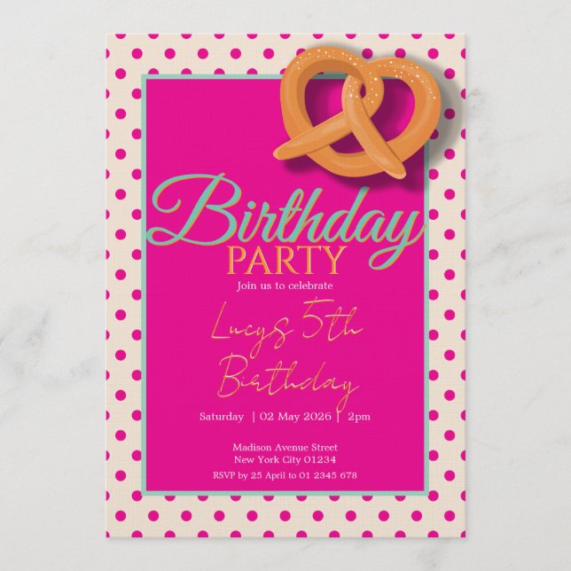 Pink Polka Dot Birthday Party Invitation (Front)