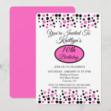 Pink Polka Dot Birthday Party Invitation