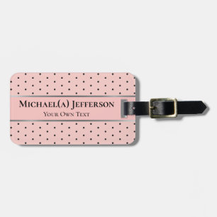 Pink Polka Dot Black Band Modern Elegant Travel ID Luggage Tag