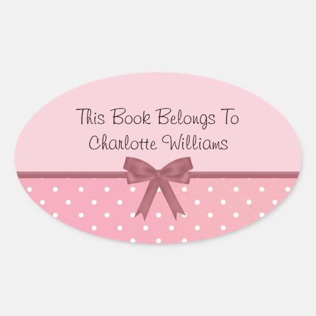 Pink Polka Dot Book Label (Front)