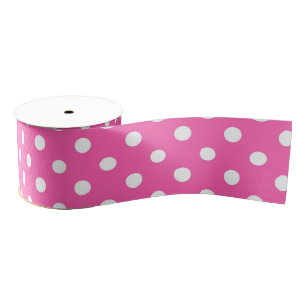 Pink Polka Dot Breast Cancer Awareness Pattern Grosgrain Ribbon