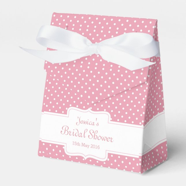 Pink Polka Dot - Bridal Shower Favour Box (Front Side)