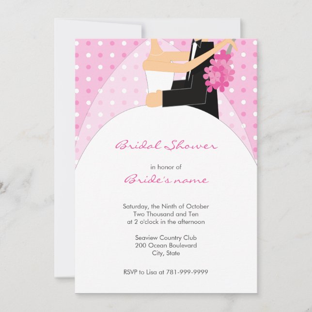 Pink Polka Dot Bridal Shower Invitations (Front)