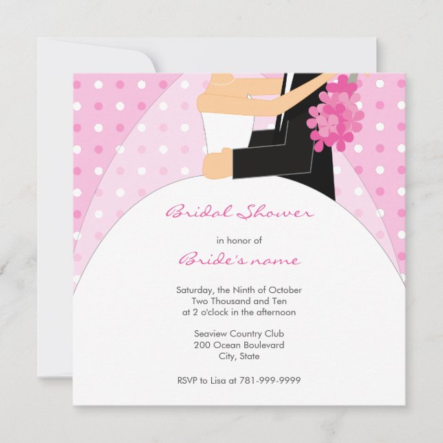 Pink Polka Dot Bridal Shower Invitations (Front)