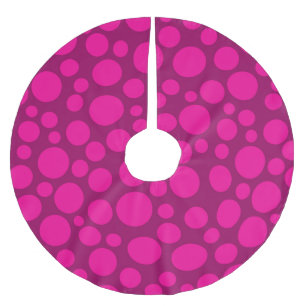 Pink polka dot brushed polyester tree skirt