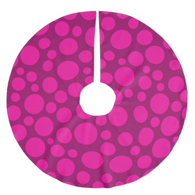 Pink polka dot brushed polyester tree skirt (Front)