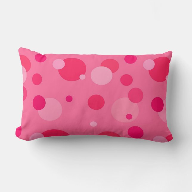 Pink Polka Dot Bubbles Pillow (Front)