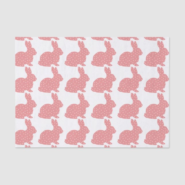 Pink Polka Dot Bunnies Tissue Paper (Front)