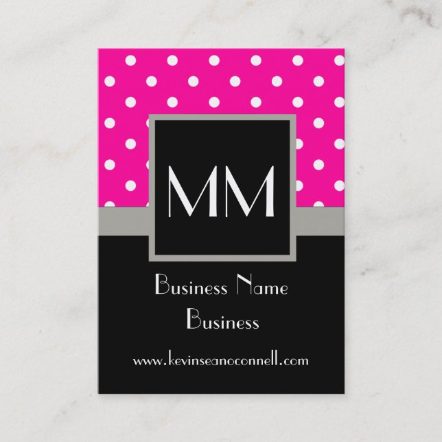 Pink polka dot business card (Front)
