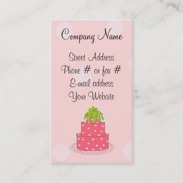 Pink Polka Dot Cake Business Card (Front)