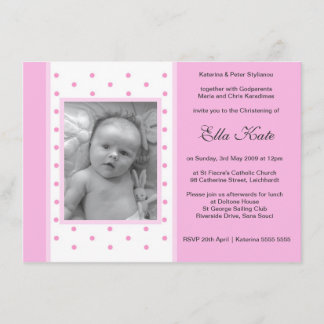 Pink Polka Dot Christening Invitations