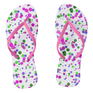 Pink Polka Dot Confetti Flip Flops